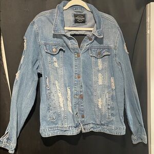 American Bazi Distressed Light Blue Jean Jacket